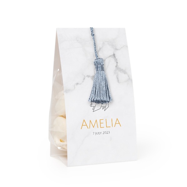 Godispåse med fotoomslag och silverblå tofs - 12 st