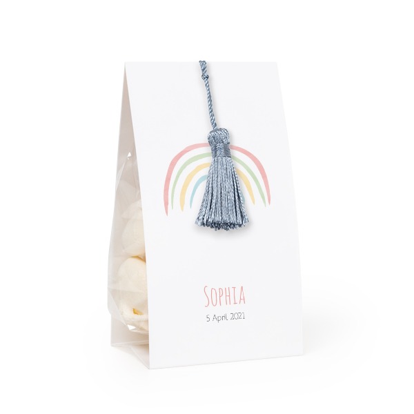 Godispåse med fotoomslag och silverblå tofs - 12 st