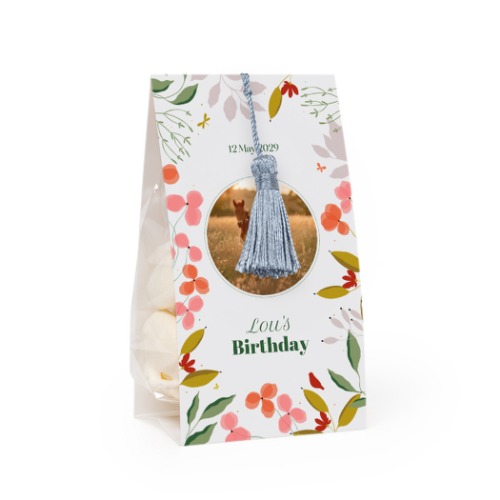 Snoepzakwikkel met zilverblauwe franje - Set van 12 Snoepzakwikkel met zilverblauwe franje - Set van 12