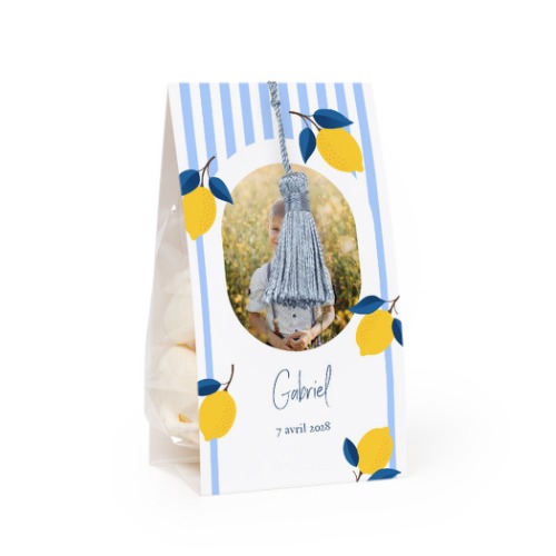 Ballotins à bonbons avec pampille bleu argenté - lot de 12