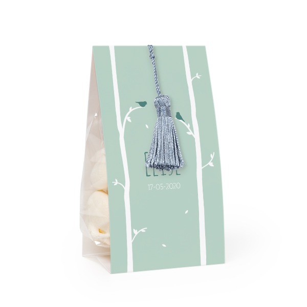 Godispåse med fotoomslag och silverblå tofs - 12 st