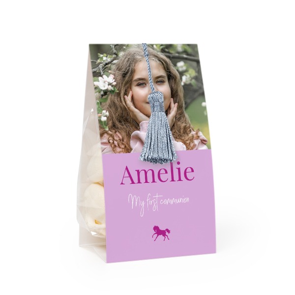Ballotins à bonbons avec pampille bleu argenté - lot de 12
