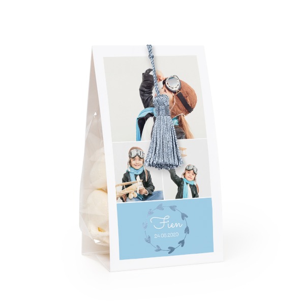 Ballotins à bonbons avec pampille bleu argenté - lot de 12 Ballotins à bonbons avec pampille bleu argenté - lot de 12