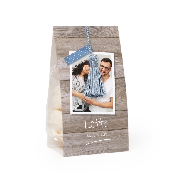 Ballotins à bonbons avec pampille bleu argenté - lot de 12