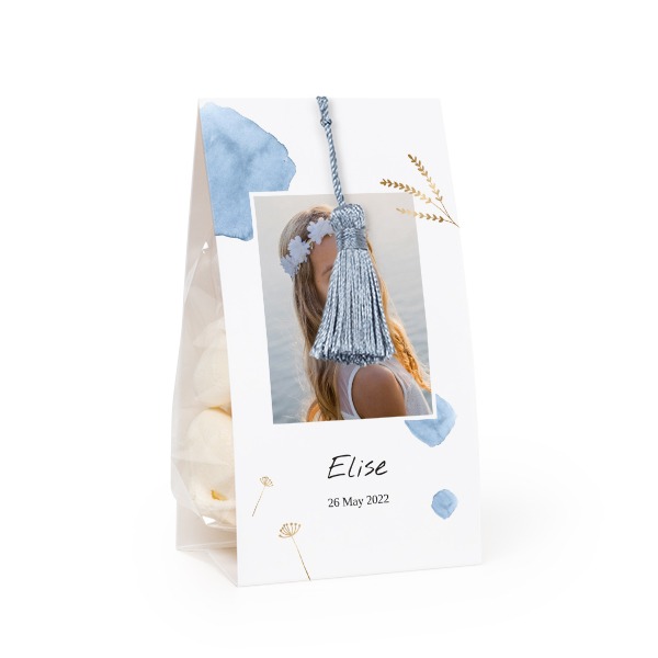 Set Geschenktüten mit silberblaufarbener Quaste - 12 Stk.