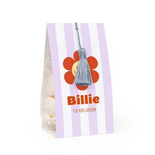 Snoepzakje met fotoverpakking en zilverblauw kwastje - Set van 12