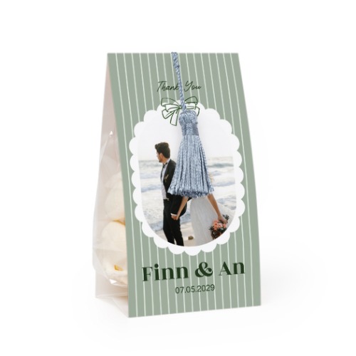 Snoepzakwikkel met zilverblauwe franje - Set van 12