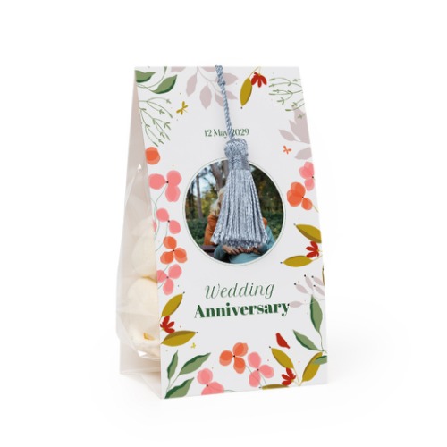 Godtepose med fotoomslag og sølvblå dusk - 12 stk