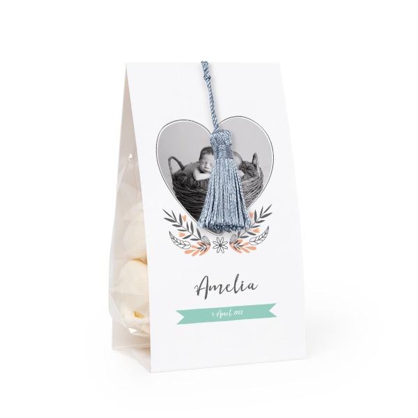 Godispåse med fotoomslag och silverblå tofs - 24 st