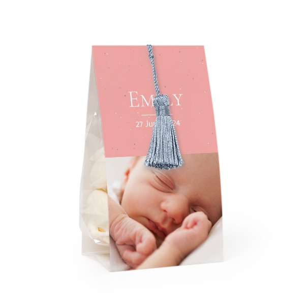 Godtepose med fotoomslag og sølvblå dusk - 24 stk
