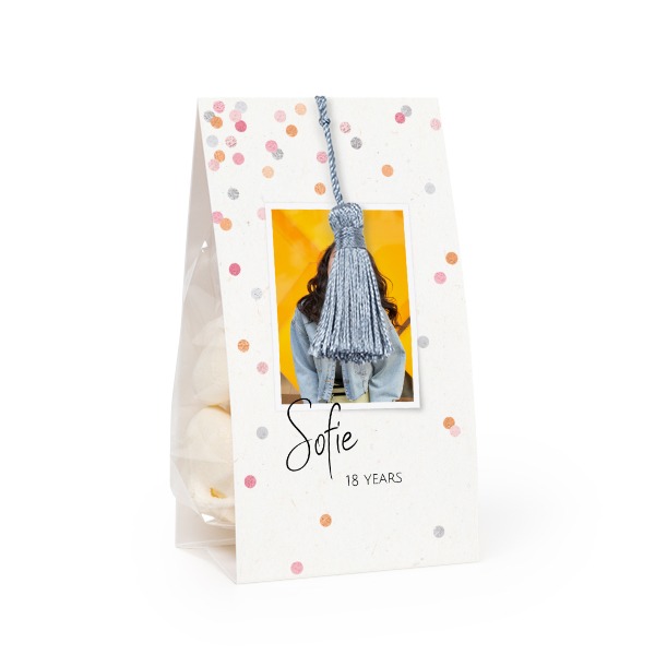 Ballotins à bonbons avec pampille bleu argenté  - lot de 24