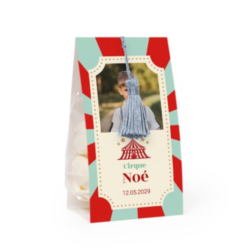 Ballotins à bonbons avec pampille bleu argenté  - lot de 24