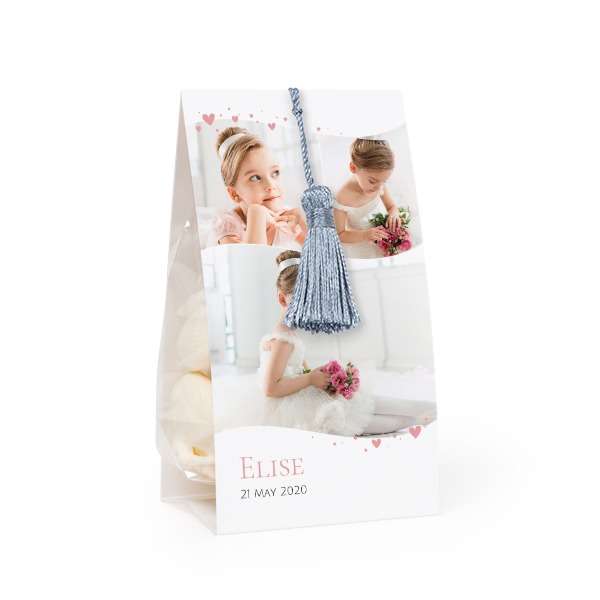 Candy bag with photo-wrapping and silver blue tassel - set of 24 Candy bag with photo-wrapping and silver blue tassel - set of 24