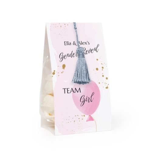Candy bag with photo-wrapping and silver blue tassel - set of 24