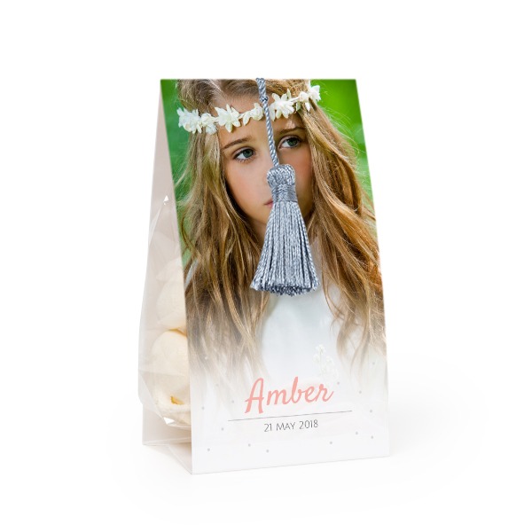 Godispåse med fotoomslag och silverblå tofs - 24 st