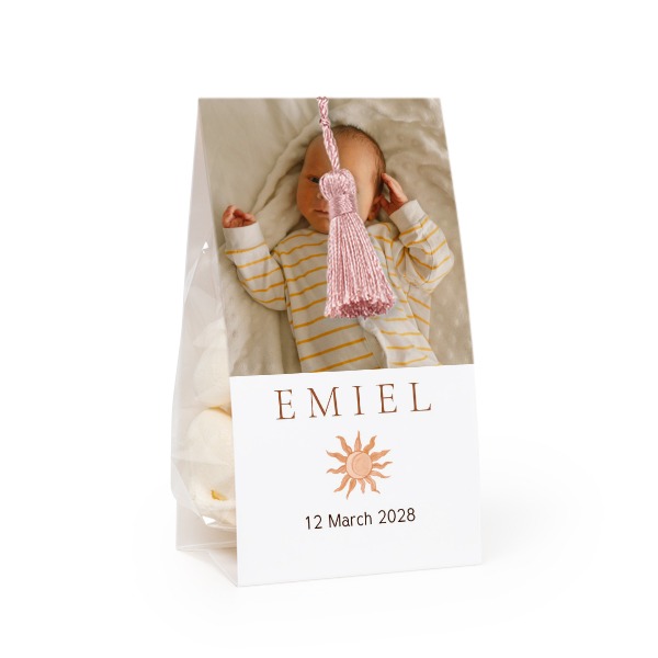 Candy bag with photo-wrapping and magnolia tassel - set of 12