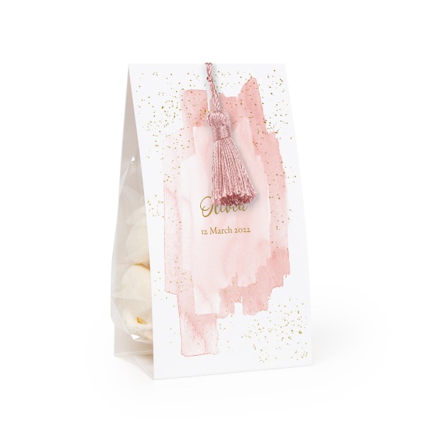 Candy bag with photo-wrapping and magnolia tassel - set of 12