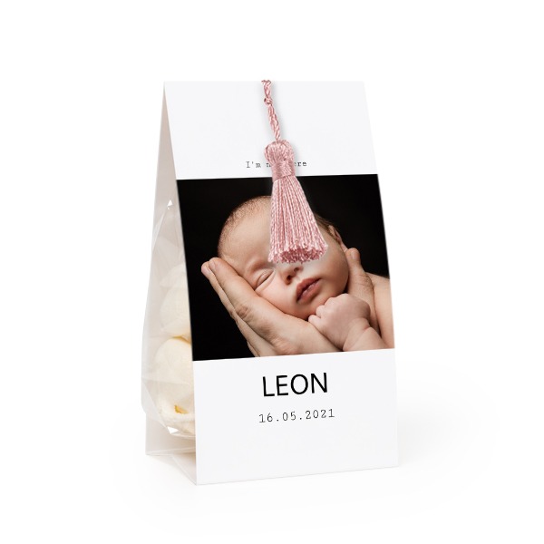 Candy bag with photo-wrapping and magnolia tassel - set of 12