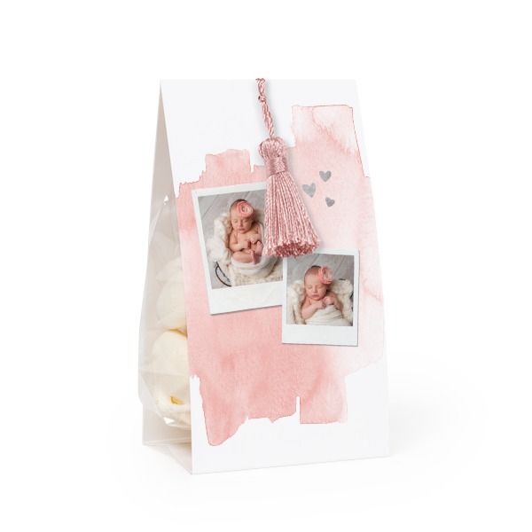Candy bag with photo-wrapping and magnolia tassel - set of 12