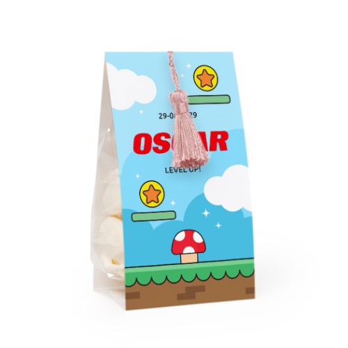 Candy bag with photo-wrapping and magnolia tassel - set of 12