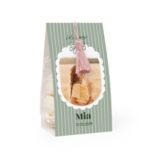 Ballotins Ă bonbons avec pampille magnolia - lot de 12 Ballotins Ă bonbons avec pampille magnolia - lot de 12