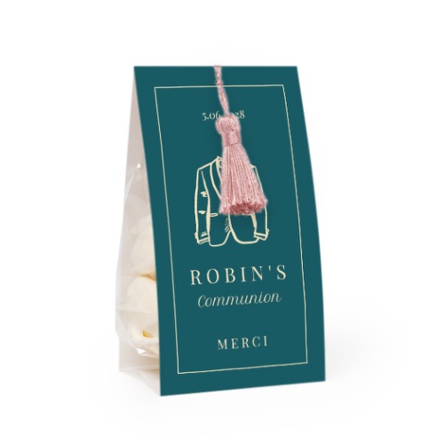 Ballotins Ă bonbons avec pampille magnolia - lot de 12 Ballotins Ă bonbons avec pampille magnolia - lot de 12