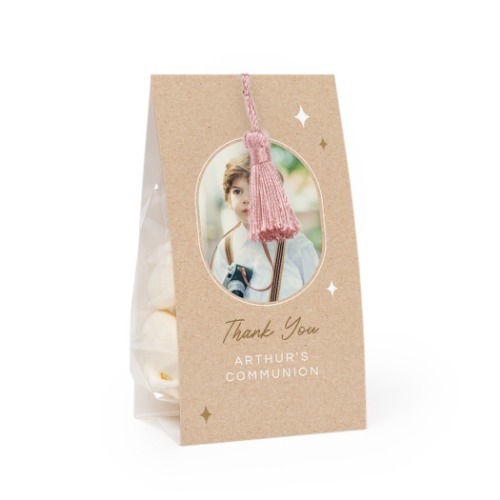 Candy bag with photo-wrapping and magnolia tassel - set of 12
