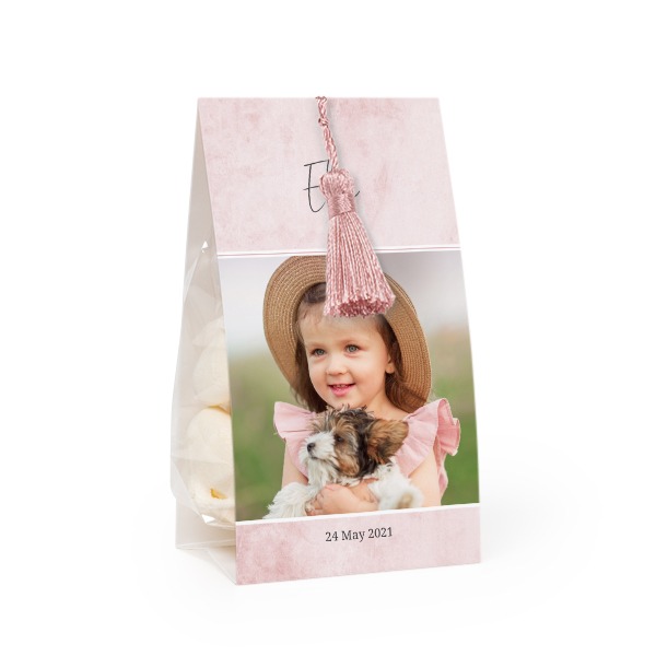 Candy bag with photo-wrapping and magnolia tassel - set of 12