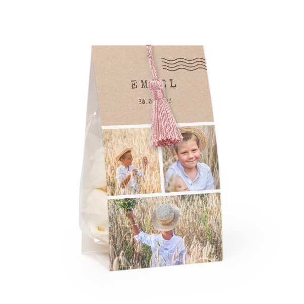 Slikpose med fotoomslag og magnoliafarvet kvast - 12 stk