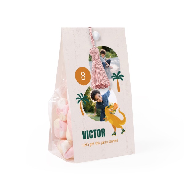 Candy bag with photo-wrapping and magnolia tassel - set of 12