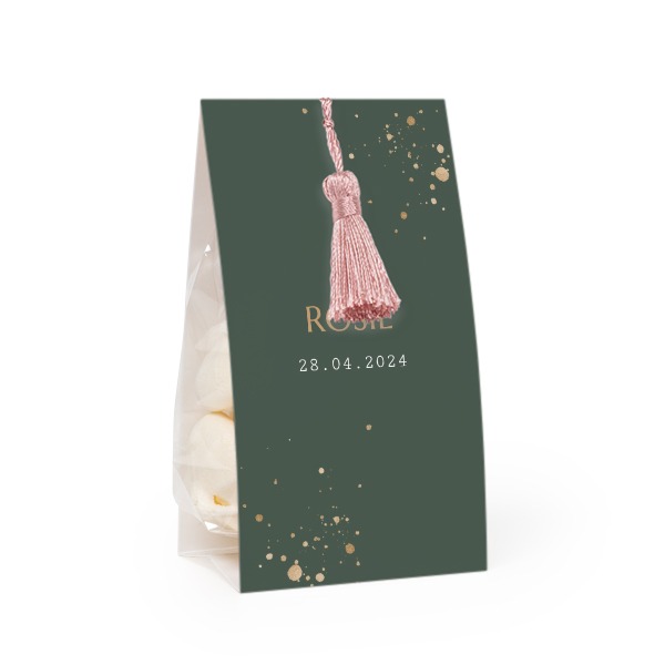 Candy bag with photo-wrapping and magnolia tassel - set of 12
