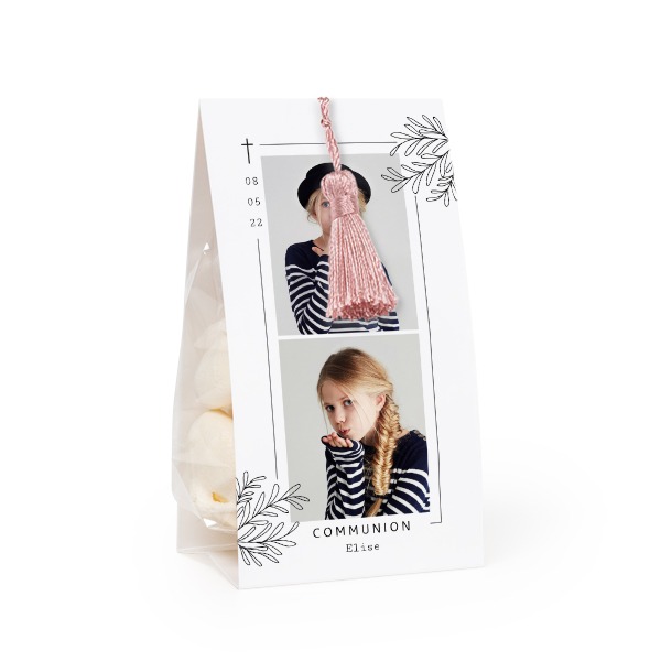 Set Geschenktüten mit magnolienfarbener Quaste - 12 Stk.