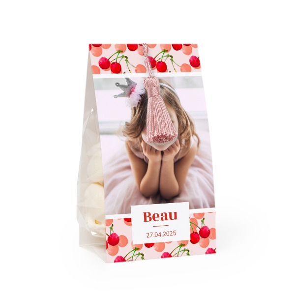 Ballotins à bonbons avec pampille magnolia - lot de 12 Ballotins à bonbons avec pampille magnolia - lot de 12