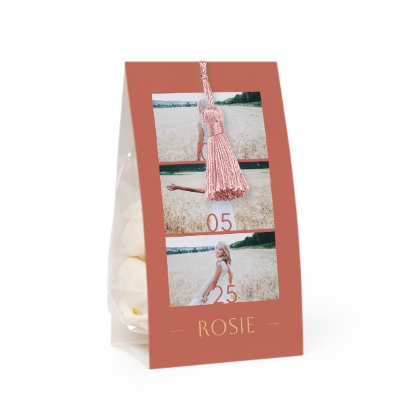 Candy bag with photo-wrapping and magnolia tassel - set of 12