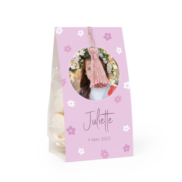 Ballotins Ă bonbons avec pampille magnolia - lot de 12 Ballotins Ă bonbons avec pampille magnolia - lot de 12
