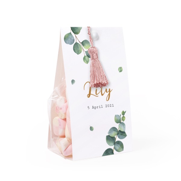 Ballotins à bonbons avec pampille magnolia - lot de 12