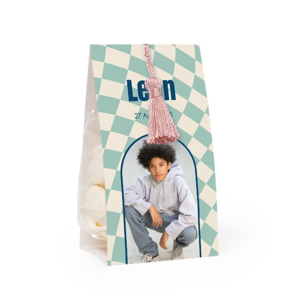 Candy bag with photo-wrapping and magnolia tassel - set of 12