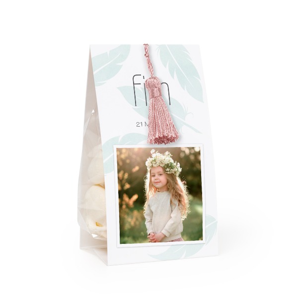 Candy bag with photo-wrapping and magnolia tassel - set of 12