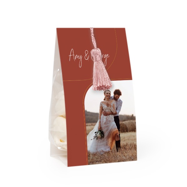 Candy bag with photo-wrapping and magnolia tassel - set of 12