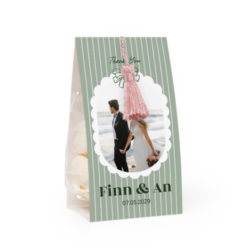 Snoepzakwikkel met magnolia franje - Set van 12