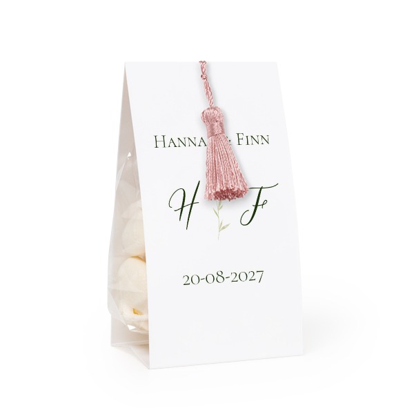 Candy bag with photo-wrapping and magnolia tassel - set of 12