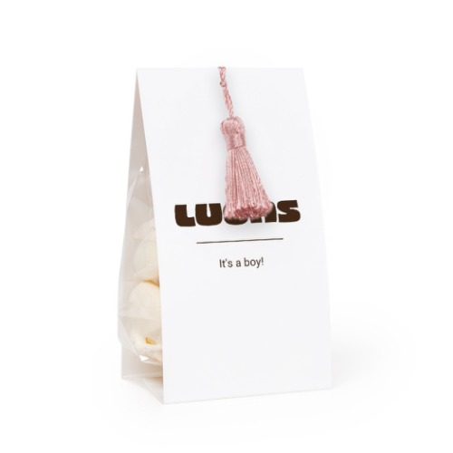 Snoepzakwikkel met magnolia franje - Set van 24