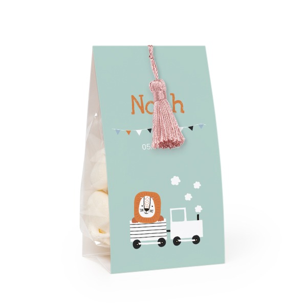 Godispåse med fotoomslag och magnoliafärgad tofs - 24 st