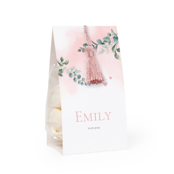 Candy bag with photo-wrapping and magnolia tassel - set of 24