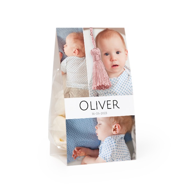 Candy bag with photo-wrapping and magnolia tassel - set of 24