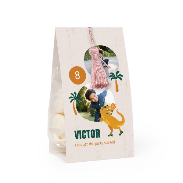 Candy bag with photo-wrapping and magnolia tassel - set of 24