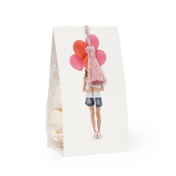 Candy bag with photo-wrapping and magnolia tassel - set of 24
