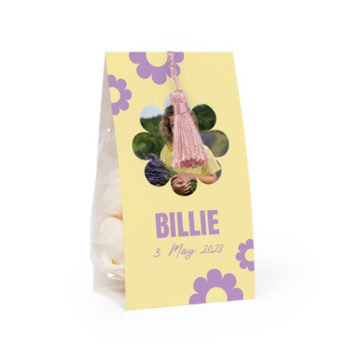 Karkkipussi kuvapäällysteellä ja magnolian värisellä tupsulla - 24 kpl