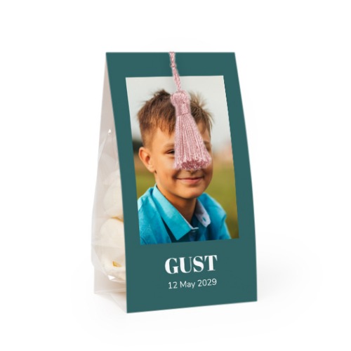 Candy bag with photo-wrapping and magnolia tassel - set of 24 Candy bag with photo-wrapping and magnolia tassel - set of 24