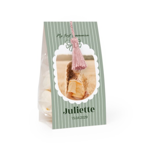 Candy bag with photo-wrapping and magnolia tassel - set of 24